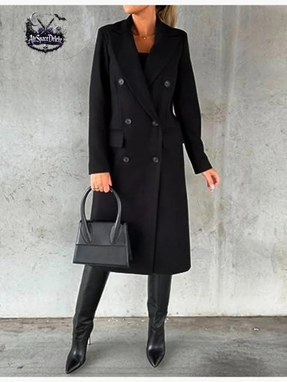 Long Wool Pea Coat Double Breasted Trench Below Knee Winter Coat - Picture 3 of 3